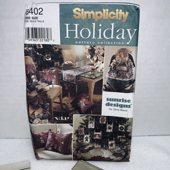 Simplicity 8402 Holiday Christmas Decorations Ornaments Sewing Pattern '98 Uncut - Picture 1 of 8